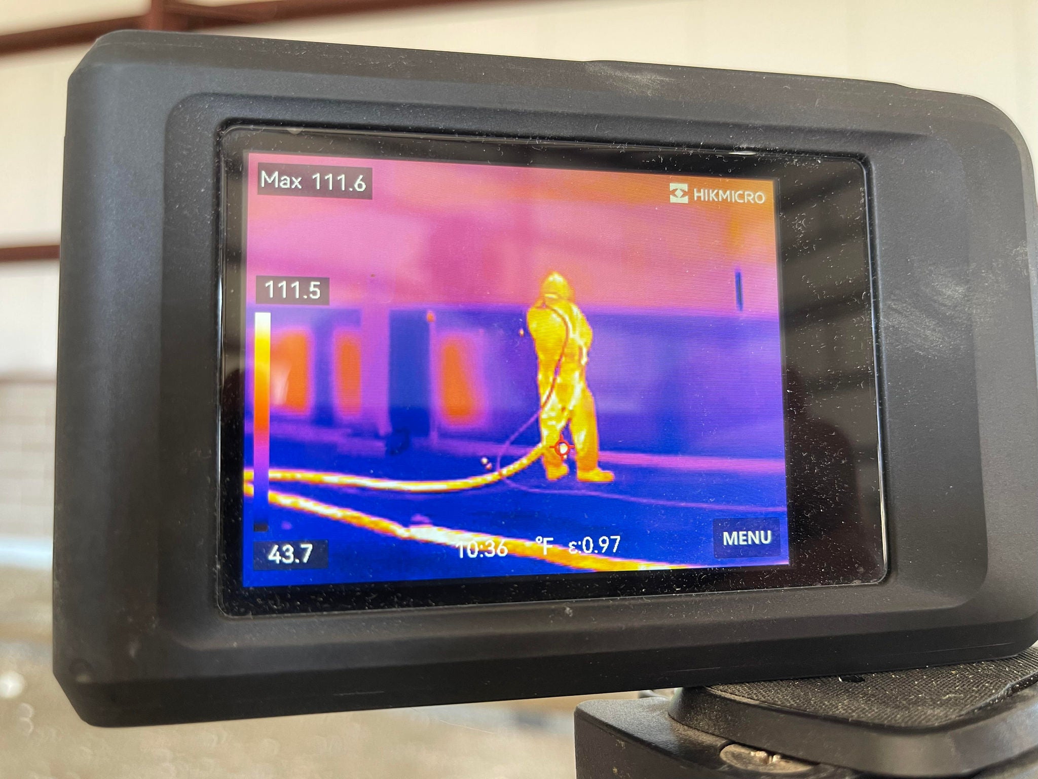 a thermal imagining camera showing cold spots in a wall