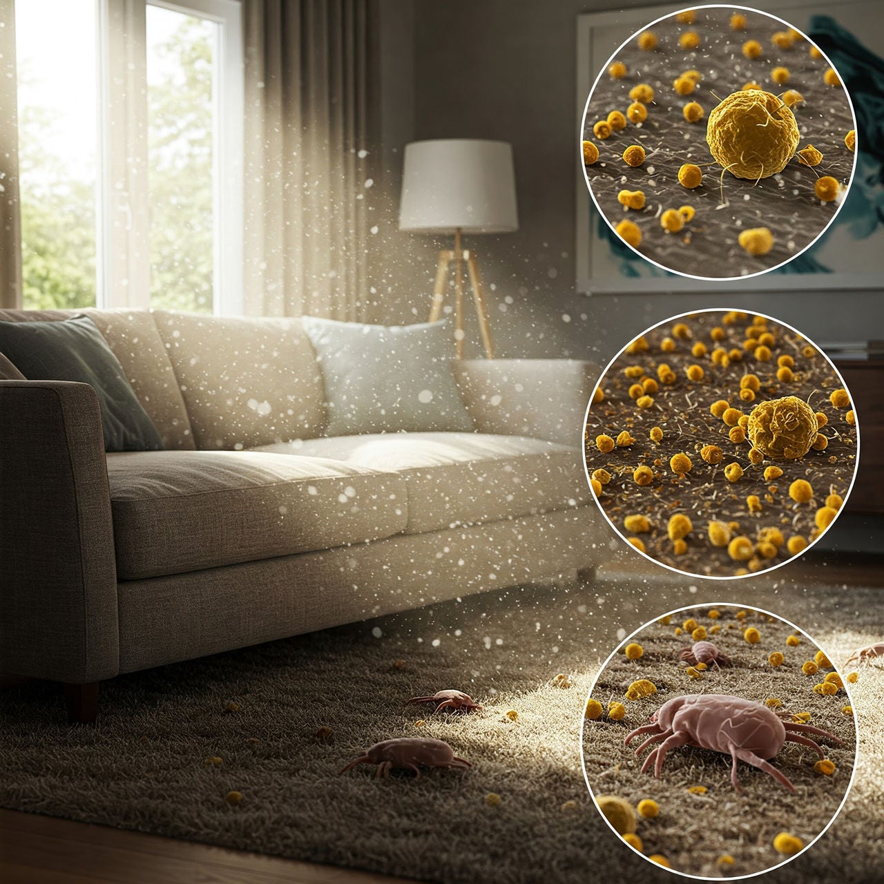 An image of allergens in a home 